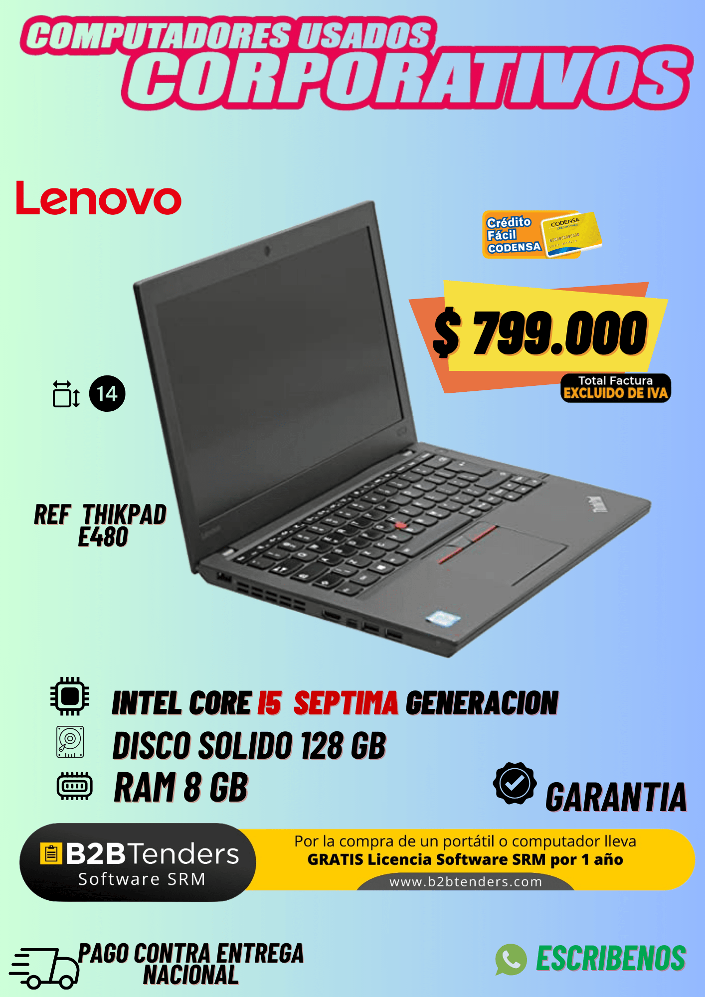 Lenovo E480  INTEL®CORE™ I5 séptima